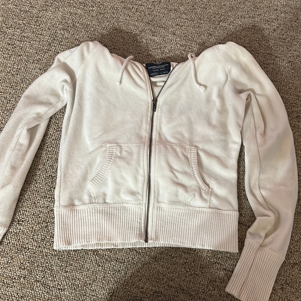 Off White Zip Up Sweatshirt